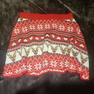 Festive Red Knit Skirt